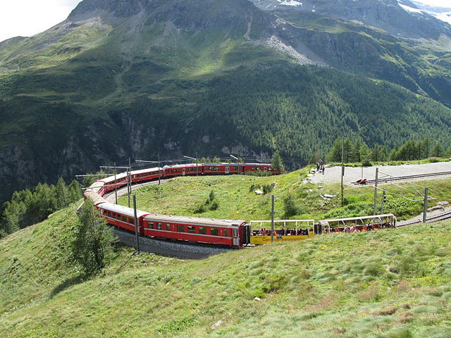 The glacier Express for Tirano, Italy running on the spiral track
