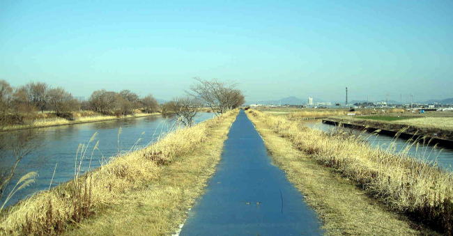 The cycling road along Hayama River