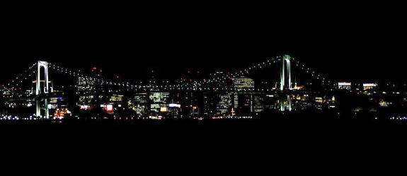 Rainbow Bridge in Odaiba at night