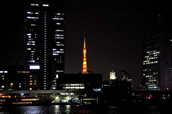 A wilderness of buildings and a illuminated Tokyo Tower